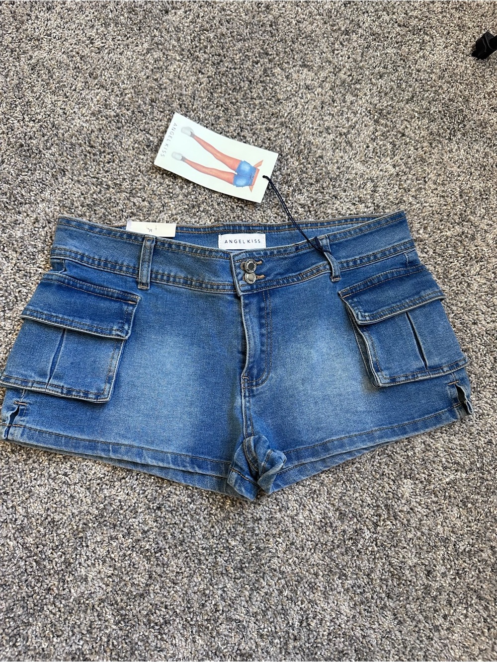 Angel Kiss Blue Denim Cargo Pocket Shorts
